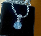 14 15 Ct Elegant Natural White Round Star Sapphire Pendant 6 Ray Gems With Chain
