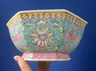 Antique Republic Period Chinese Enameled Faceted Bowl Famille Rose  Phoenix 9 
