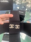 Chanel Transparent Crystal Cc Logo Classic Statement Authentic Stud Earrings