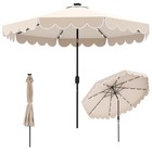 10ft Solar Led Patio Umbrella  Scalloped Outdoor Table Market With 24 Led Lights