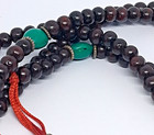 Vintage Brown Mala W  Turquoise Spacers Buddhist Prayer Beads 26 Inch