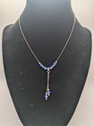 Italian Sterling Silver 925 Czech Blue Glass Necklace With Matching Bracelet