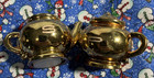 Vintage Small Teapot Salt And Pepper Shakers Metal Brass Tone