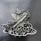 Vintage Jj Jonette Jewelry Pewter Unicorn Fantasy Brooch Stars Pin