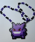 Handmade Gengar Perler Necklace   Pok  mon Kandi Necklace   Pixel Art Rave 