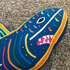 Vtg Mola Appliqu   Fabric Art Animal Shark Pillow Plush Colorful Wall Hanging