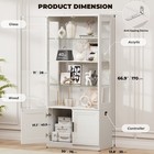 New 4-tier Display Cabinet With Removable Glass Shelves  Storage  3-color Lights