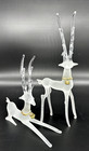 2 Vintage Silvestri Frosted Glass Christmas Reindeer Figurine W brass Bell Euc