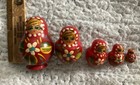 Vintage Russian Doll Set Matryoshka Set Of 5 Red Nesting Dolls 2 1 2    To 3 4   