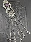 Silver Crown And Shield Crest Chatelaine Waist Clip 8 Stone Options 5 Chains