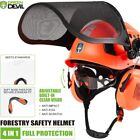 Green Devil Forestry Chainsaw Safety Helmet With Mesh Face Shield Built-in Visor