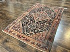 Antique Oriental Rug 4x7 Wool Handmade Tribal Geometric Carpet
