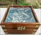 Antique Style Nautical Brass Astrolabe German Marine Sextant W mirror Wooden Box