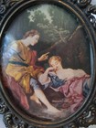 Vintage Made In Italy Replica Art Miniature 5in X 4in Old World Lovers Victorian