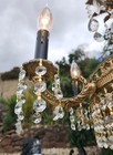 Vintage French spain Crystal Brass Chandelier 9 Lights Rewired C 1950