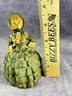 Antique Cast Iron 4    Doorstop - Colonial Era Lady In Green - Cold Painted
