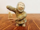 Vintage Chupak Hand-carved Soapstone Alaskan Fisherman Eskimo Statue  70s Inuit