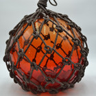 Vintage Glass Fishing Float In Red Amber