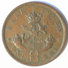 1857 Bank Of Upper Canada Penny Token Coin Axis Ch pc6d Ch Xf