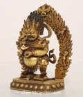 Old Tibet Buddhism Purple Bronze Gold Gilt Mahakala Wrathful Deity Buddha Statue