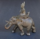 Antique Indian Hindu Bronze Sculpture Elephant   Shiva Rider Figurine