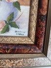 Antique  Victorian 19th C  Oil Painting Floral Pink Roses Signed Ornate Frame