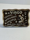 Retro Virgo Zodiac Small Desk Plaque Plastic 4    X 3    Inch 1970s 