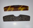 Vintage 1940s Tortoise Comb W  Repousse Silver Plated Village Scene Case 5 