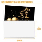 Let s Party Birthday Invitation Card Girls Boys Black Gold 4x6 Inches 30 Pcs