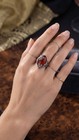 Vintage Style Ring With Genuine Carved Carnelian Stone   Marcasite Accents  Sz 7