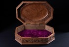 Vintage Anglo-indian Kashmir Walnut Wood Carving Floral Document  - Jewelry Box