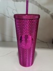 Starbucks Christmas 2022 Hot Pink Bling Studded Tumbler 24 Oz Cold Cup Venti