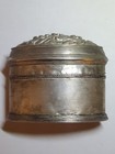 Antique Silver Snuff Box Trinket Box Floral Lid Oval Shaped 