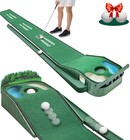 Indoor Golf Putting Mat - 8ft Realistic Green Speed  Dual Hazard  Ball Return  V