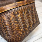 Vintage Japanese Bamboo Flower Basket Ceremony Handle Woven Antique