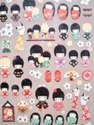 Suatelier Kokeshi  japanese Doll  Sticker Sheet kawaii  