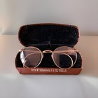 Antique Pair Of Round Wire Rim Eyeglasses W Metal Case Wintials      jla       1 10 12k