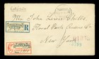 Mexico 1895 Numerals 5c Blue Strip Of 3 On Registered Cover To Ny   Upu R Label