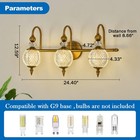 Vintage Vanity Light 3 Lights Gold Bathroom Light Fixtures Over Mirror With A   