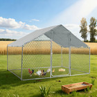 Metal Chicken Coop 10x6x6 Ft Outdoor Poultry Pen Galvanized Steel