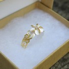 Sterling Silver Gold Plated Plumeria Hawaiian Heirloom Scroll 6mm Band Toe Ring
