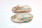 Vintage Native American Sioux Leather Beaded Moccasins 10 5  Long