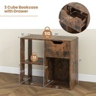 3-cube Bookshelf 2-tier Open Shelf Bookcase With Drawer Home Storage Organizer