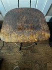 Vintage Antique Drafting Industrial Toledo Metal Steel Wood Stool Chair Oak