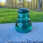 Cd 210  020  Postal Glass Insulator Very Nice Deep Blue Green Saddle 