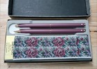Vintage Sheaffer Ladies Ballpoint Pen   Mechanical Pencil Set Purple Case   Box 