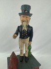 Vintage Uncle Sam Cast Iron Mechanical Coin Bank Works  