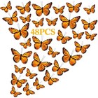  Pcs Feather Monarch Butterfly Decorations 3size Artificial Monarch 48 Orange