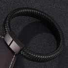 Braided Leather Bracelet For Men Stainless Steel Black Magnetic Clasp Bangle Usa