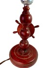 Vintage Wooden Ship Wheel Nautical Table Lamp Mid Century Cabin Decor Works